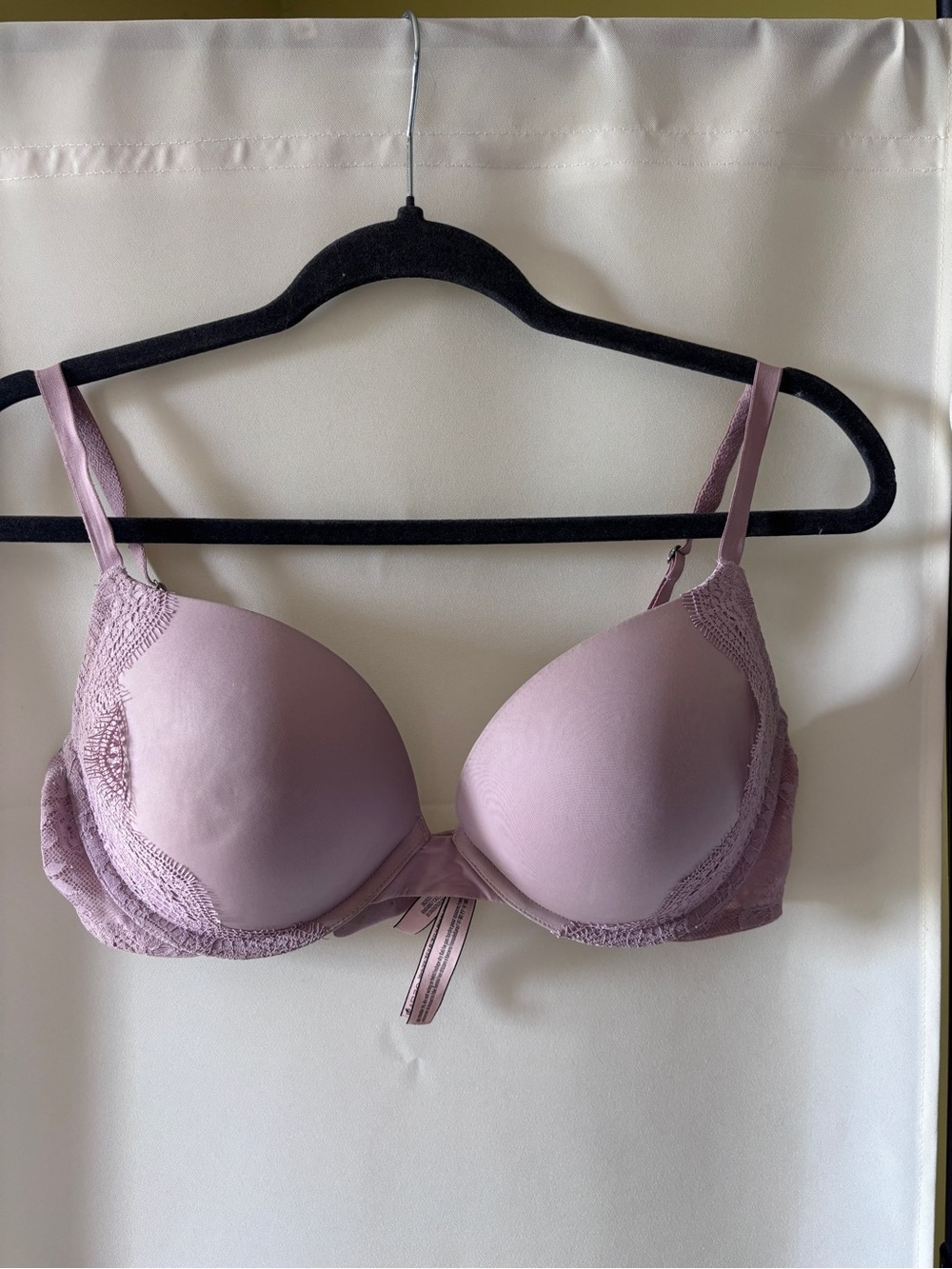 Victoria's Secret Mauve Lace-Trim Push-Up Bra
